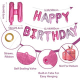 Happy Birthday Balloon Letters 16 Inch Mylar Foil Birthday Balloons Banner Sign For Birthday Party Decorations Supplies (Purple Pink)