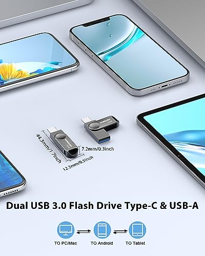 Dual Usb C Flash Drive 128Gb Usb 3.0 2-In-1 Type C + Type A Thumb Drive Udp-Tech Waterproof Metal Pen Drive Portable Otg Flash Drive