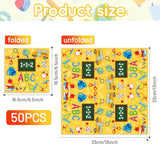 Pack Of 50 Back To School Paper Napkins, Yellow School Supplies Design Disposable Party Napkins For Classroom, Teacher Appreciation, Kindergarten, First Day Of School Decoration, 13X13 Inches Unfolded