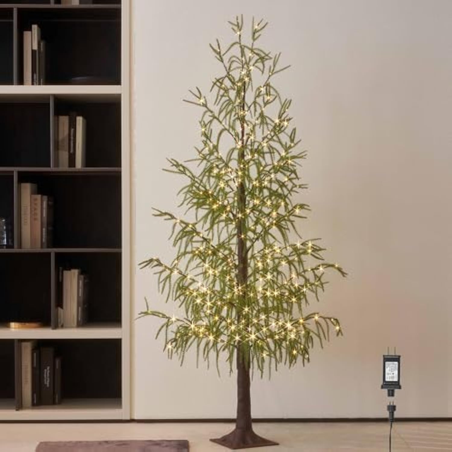 Lighted Christmas Norfolk Pine Tree 416 Led Fairy Lights 6Ft Plug In, Faux Pine Tree Lights For Indoor Outdoor Home Holiday Decoration