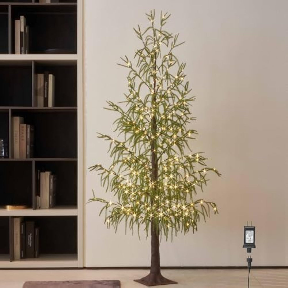Lighted Christmas Norfolk Pine Tree 416 Led Fairy Lights 6Ft Plug In, Faux Pine Tree Lights For Indoor Outdoor Home Holiday Decoration