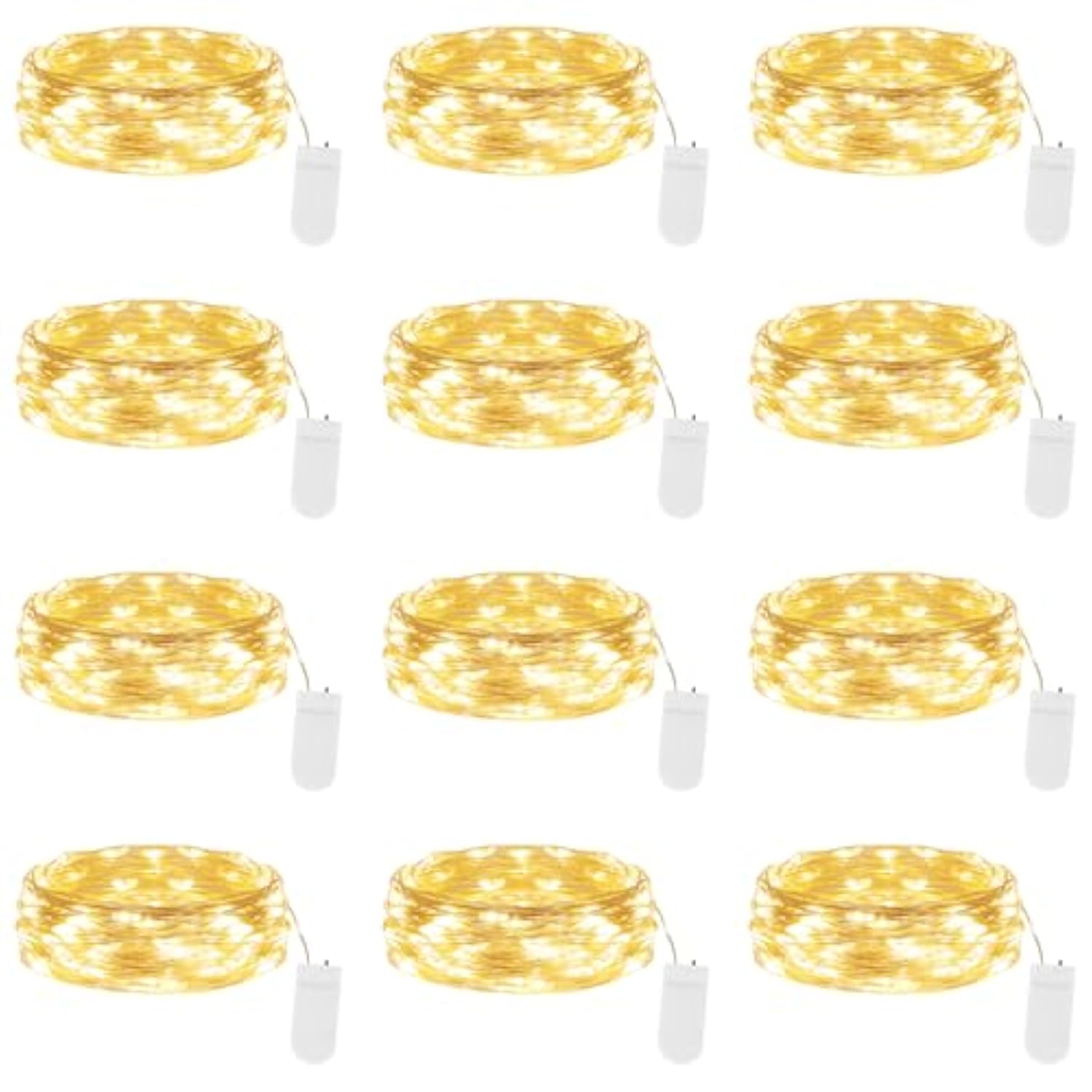 12-Pack Fairy Lights Battery Operated Twinkle Lights-7Ft 20Leds String Lights, Waterproof Battery Powered Firefly Lights