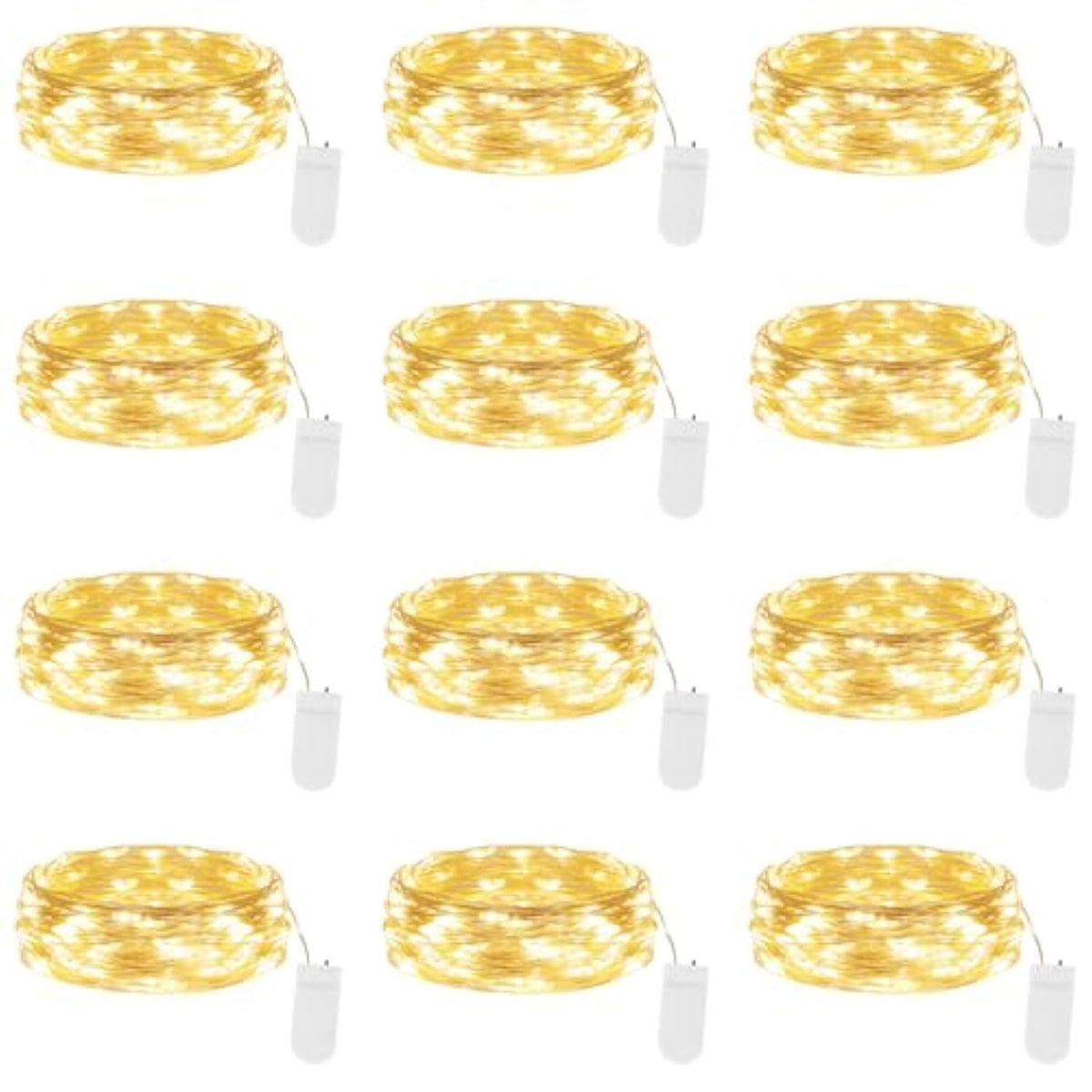 12-Pack Fairy Lights Battery Operated Twinkle Lights-7Ft 20Leds String Lights, Waterproof Battery Powered Firefly Lights