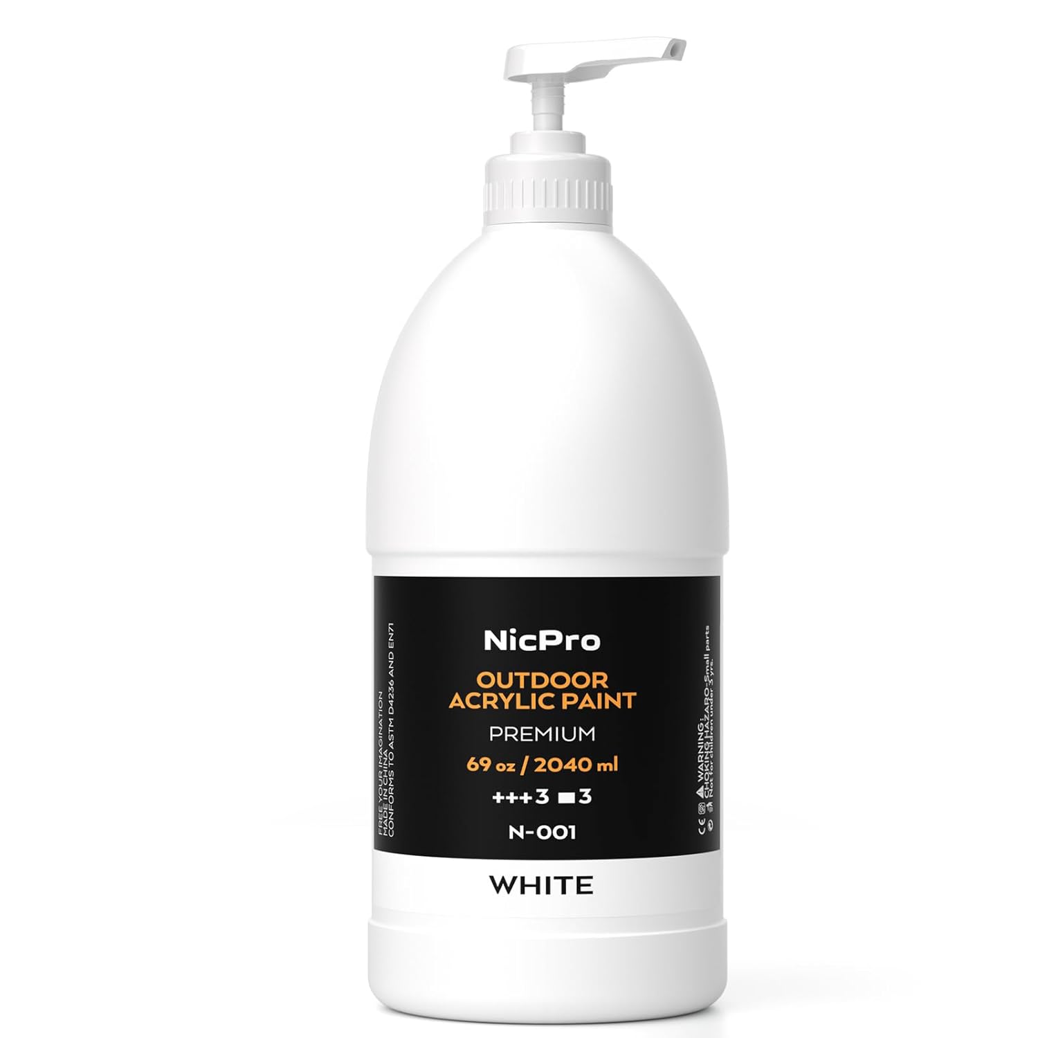 White Large Outdoor Acrylic Paint Set (69 Oz, 2040 Ml) Rich Art Painting Supplies Non Toxic Multi Surface Paint For Canvas, Wood, Leather, Fabric Stone Craft, Concrete, Wall, For Beginners, Artists & Adults With Pump