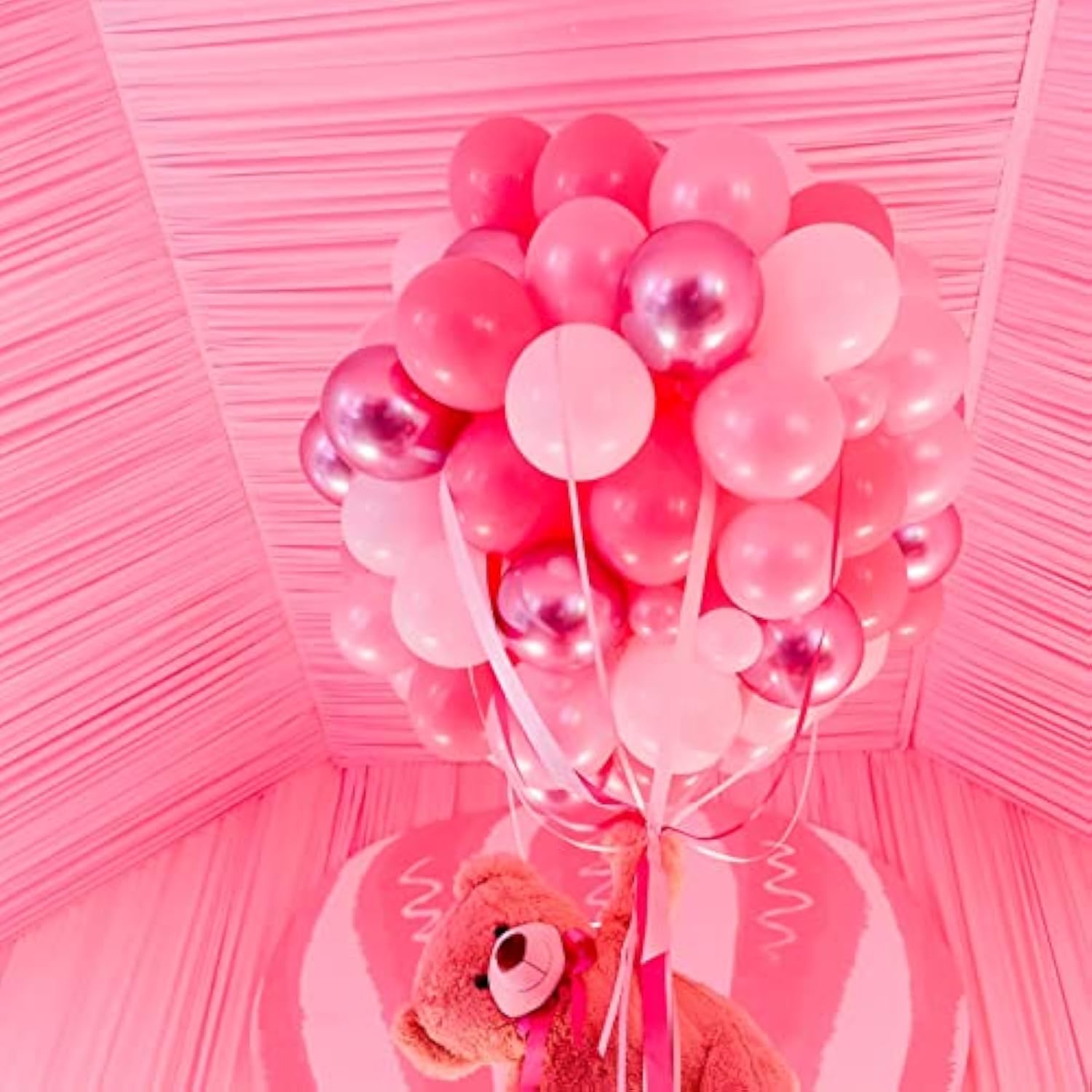 105Pcs Hot Pink Balloons 12Inch Dark Pink Balloons For Birthday Gradua