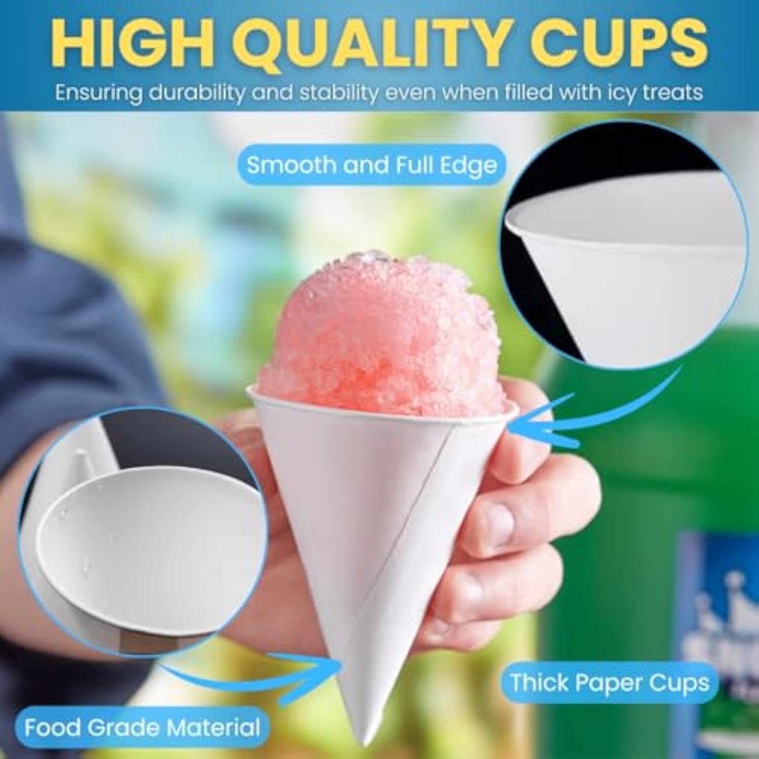 200 Pack White Paper Cone Cups 4.5oz Eco-Friendly Leak-Proof Disposable