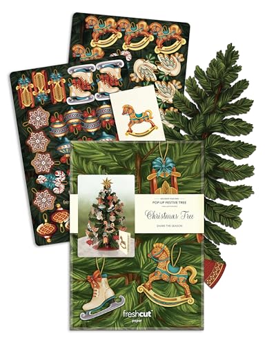 Pop Up Christmas Cards, Christmas Tree, 15 Inch Life Sized 3D Popup Greeting Card, Holiday Card, Thank You Gifts, Blank Notecard & Envelope