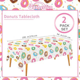 Donut Party Supplies: 2-Pack Donut Birthday Party Decorations,Disposable Plastic Tablecloth, Ideal Table Cover For Two Sweet Birthday, Baby Shower & Themed Parties, 54 X 108 Inch