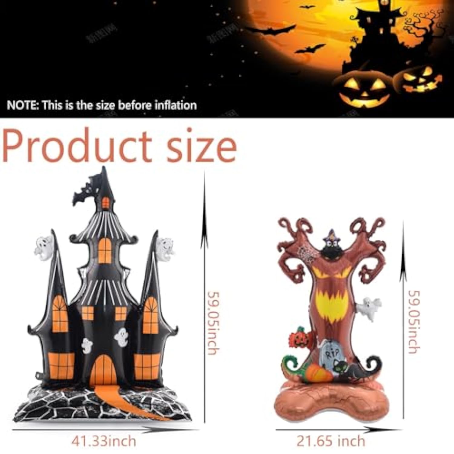 Halloween Ghost Tree & Castle Foil Balloon Set - Spooky Party Decor