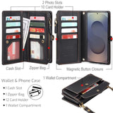 Samsung Galaxy S25 Wallet Case, RFID Blocking, Detachable Crossbody Strap, Black