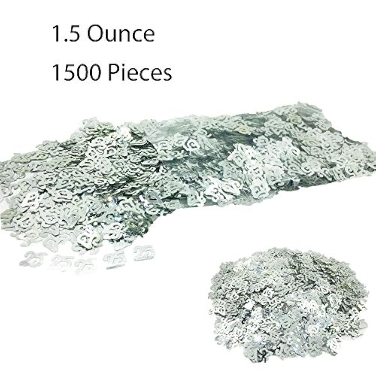 25Th Birthday Confetti Number 25 Confetti 25Th Anniversary Party Confetti For Party Table Decoration Supplies Or Diy (Silver 1.5 Oz 1500 Pieces)