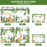51 Pieces Woodland Baby Shower Card Box And Advice Cards, Diaper Raffle Game Box Tickets, Animals Safari Creatures Party Decorations For Baby Shower, Birthday, Gender Reveal (Jungle Animal Theme)