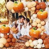 153pcs Fall Balloon Arch Garland Kit Pumpkins Burnt Orange Nude White Balloons for Party