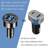 66W Fast Car Charger,4 Ports Cigarette Lighter Usb Charger With Led Voltmeter,Qc3.0/Super Port Car Charger Adapter Fast Charging,Compatible With Android/Samsung Galaxy/Ipad(Qc3.0/Super)