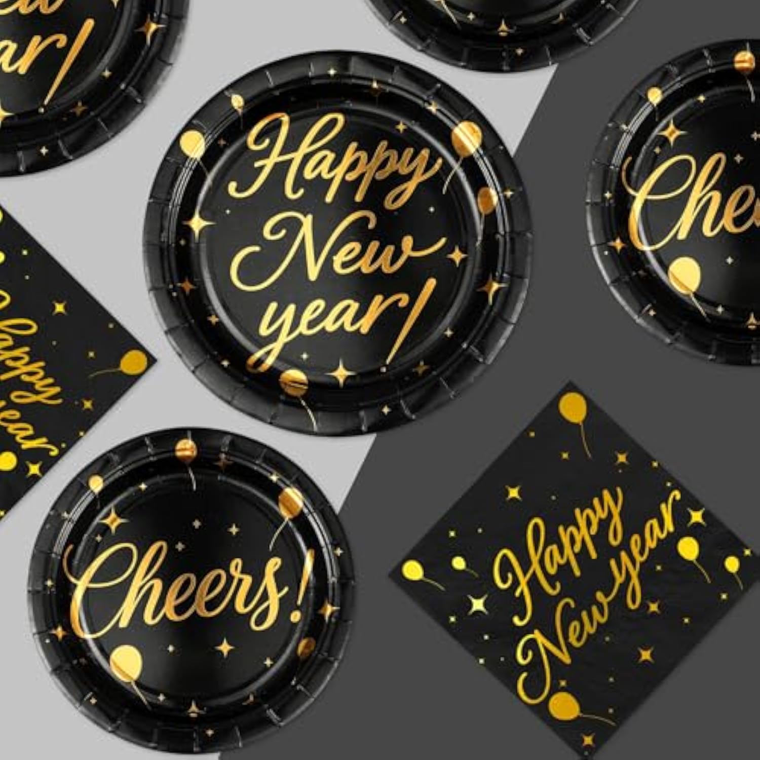 200 Pcs Happy New Year 2026 Party Supplies Black Gold Party Plates And Napkins Disposable Cheers To 2026 Tableware Set For New Year'S Eve Christmas Holiday Birthday Decorations, Serves 50