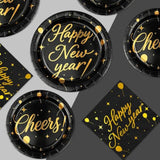200 Pcs Happy New Year 2026 Party Supplies Black Gold Party Plates And Napkins Disposable Cheers To 2026 Tableware Set For New Year'S Eve Christmas Holiday Birthday Decorations, Serves 50