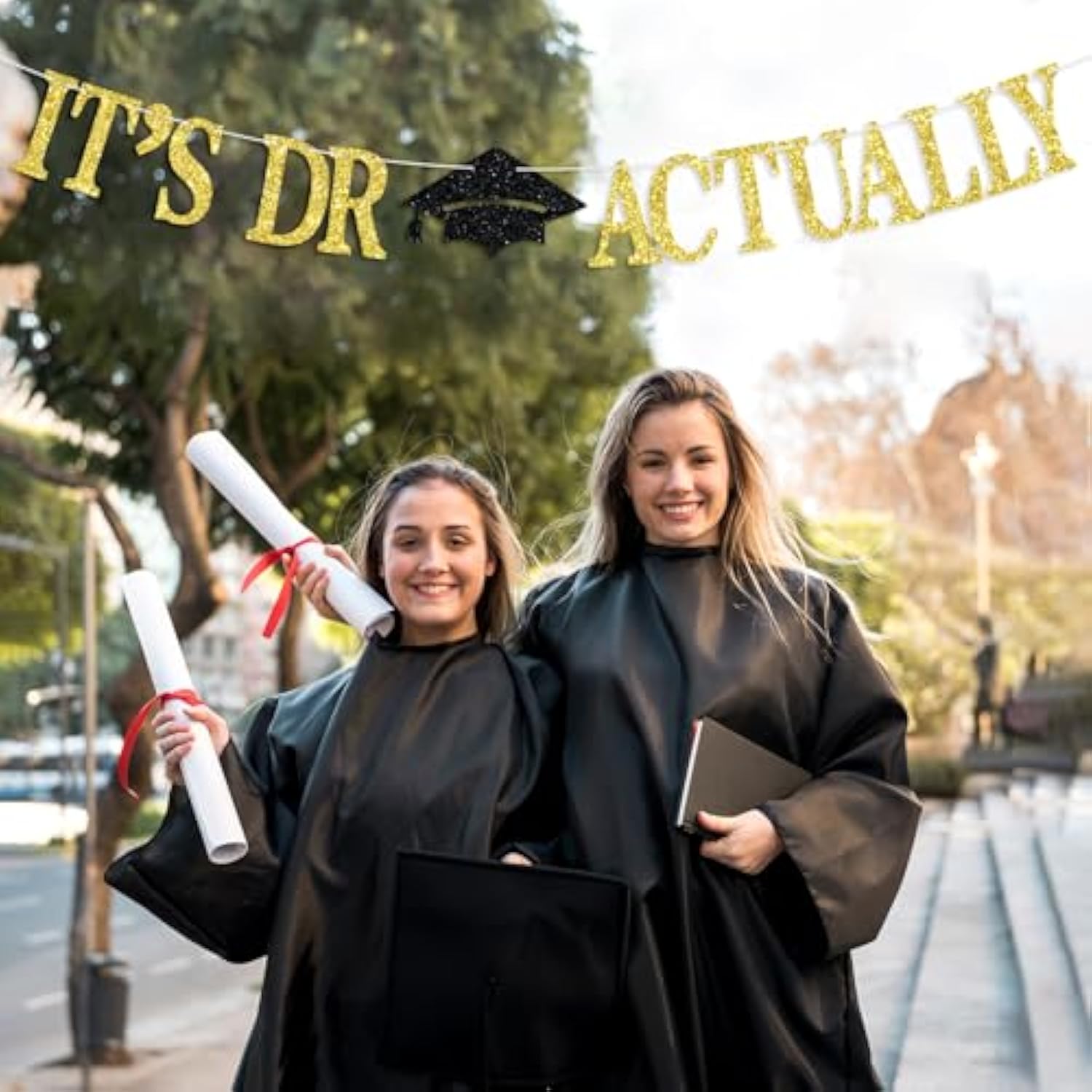 Glitter "It's Dr Actually" Banner PhD/MD/JD Class of 2025 Graduation Decor