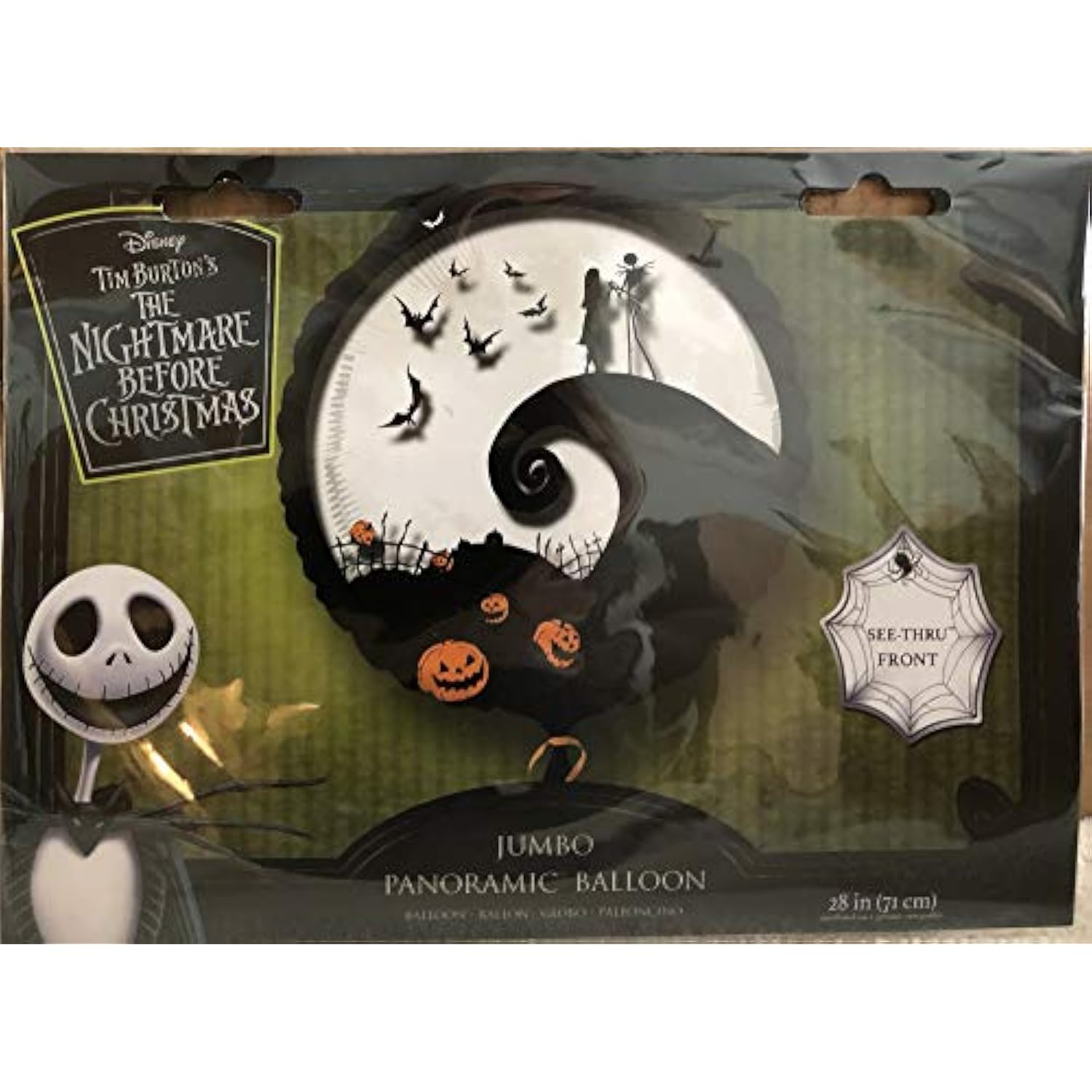 The Nightmare Before Christmas Jumbo Panoramic Balloon, Jack And Sally, See-Thru Front, 28"