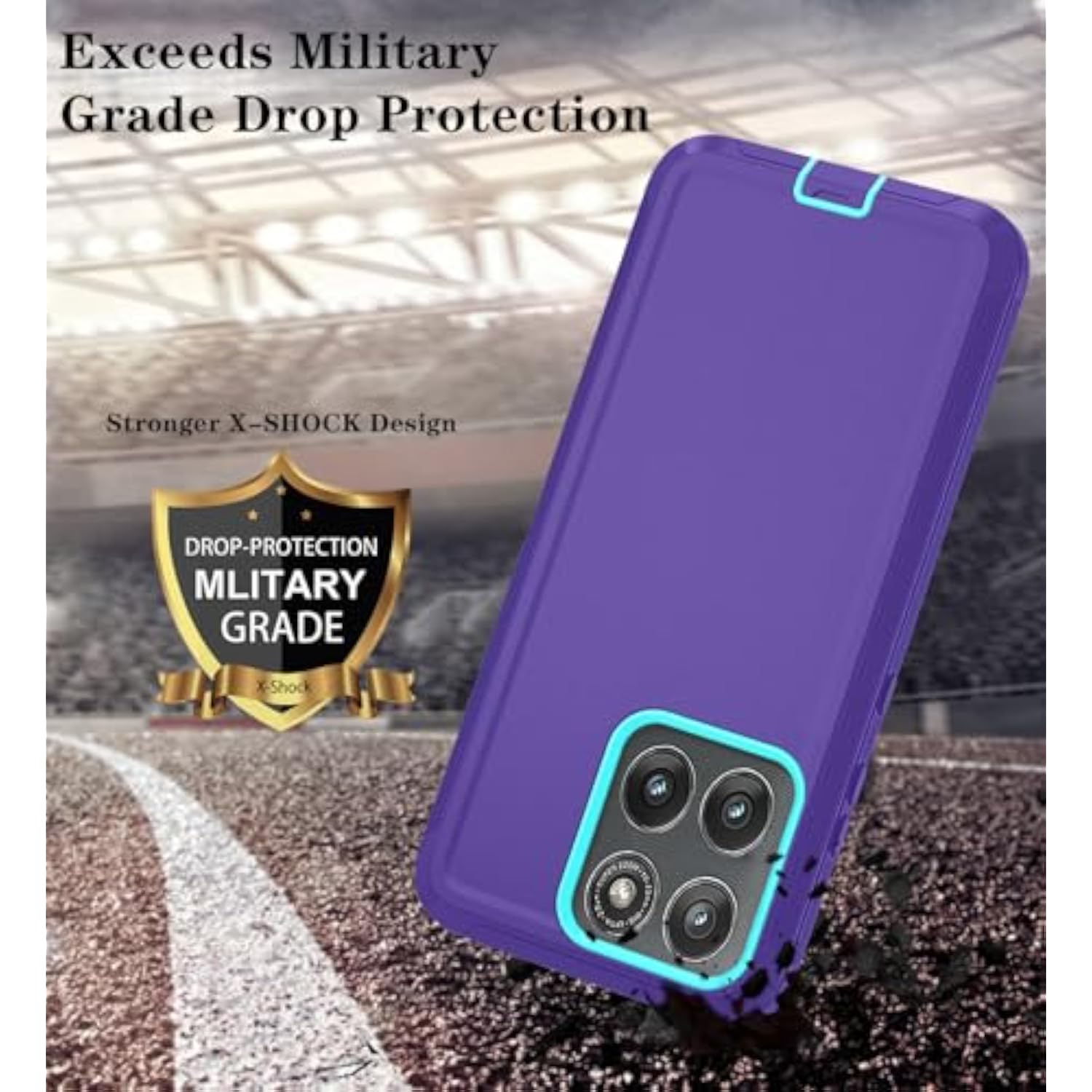 Motorola Moto Edge 2025 3-Layer Case, Purple Sky Blue Color, Heavy Duty Full-Body Protector