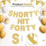 Pre-Strung Shorty Hit Forty Gold Glitter Funny 40th Birthday Party Banner
