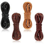 8Yd Braided Leather Cord Antique Genuine Leather Strap Folded Bolo Tie Cord Rope Lace For Necklace Bracelet Pendent Jewelry Making Beading Braiding (Black, Brown,Tan, Reddish Brown,4 Mm)