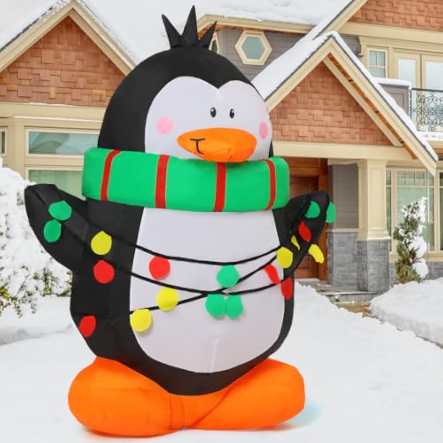 4.2 Ft Christmas Inflatables Outdoor Decoration Penguin Inflatables Christmas Blow Up Yard Decorations With Led Lights C