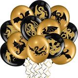 50PCS Dragon Theme Balloons, Black Gold Fantasy Birthday Party Decorations