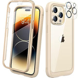 Designed For 14 Pro Max Case 6.7’’, Full Body Rugged Case [2023 Upgraded] W/Built-In Touch Sensitive Anti-Scratch Screen Protector+Tempered Glass Camera Lens Protector(Bean Yellow)