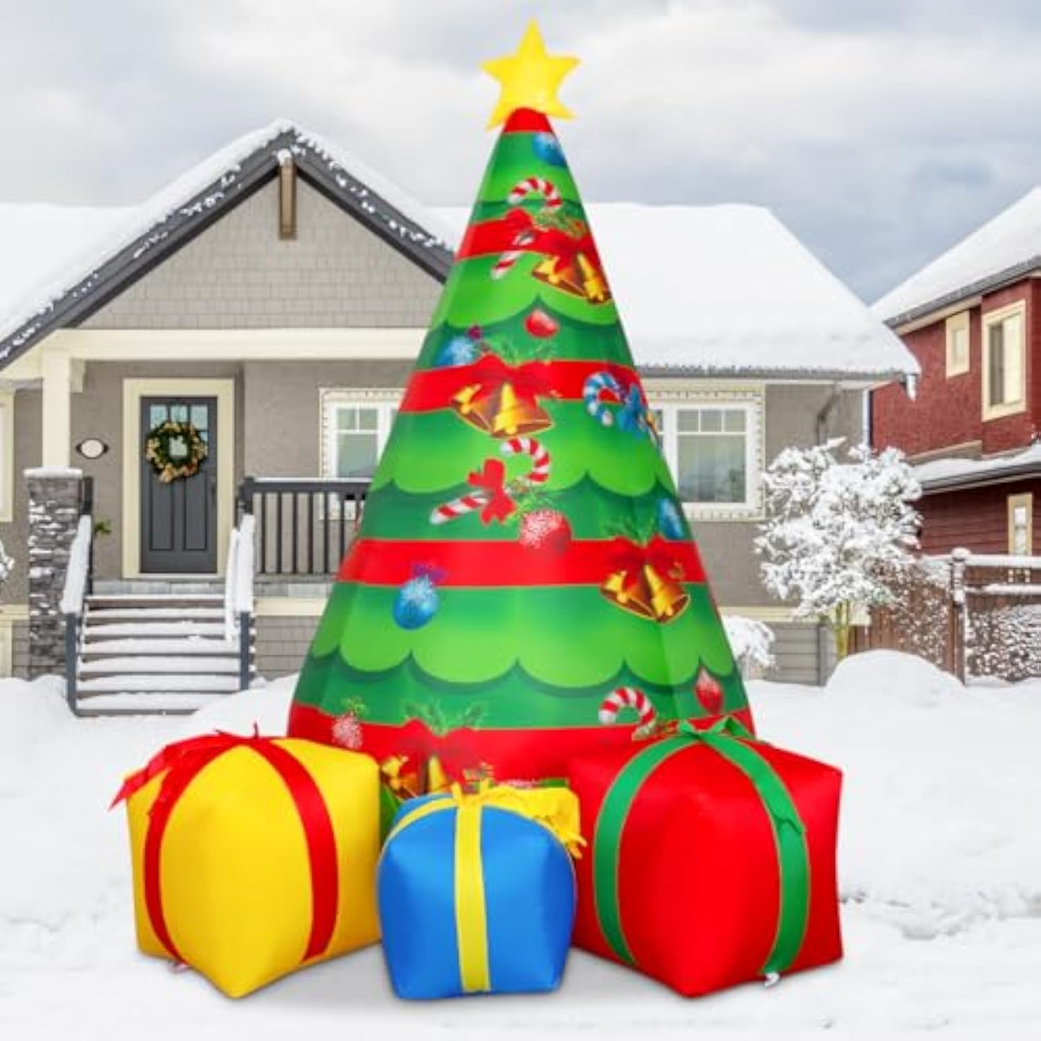 7 Ft Christmas Decorations Inflatables Tree Outdoor Blow Up Yard Gift Box With Built-In Leds For Indoor Party Garden Law