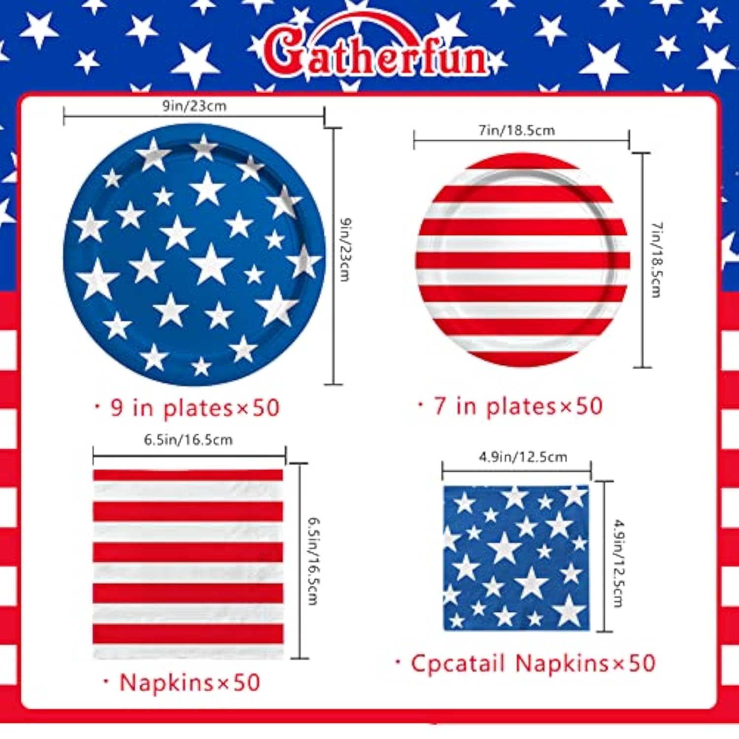 American Flag Party Supplies Set: Serves 50, Patriotic Decorations