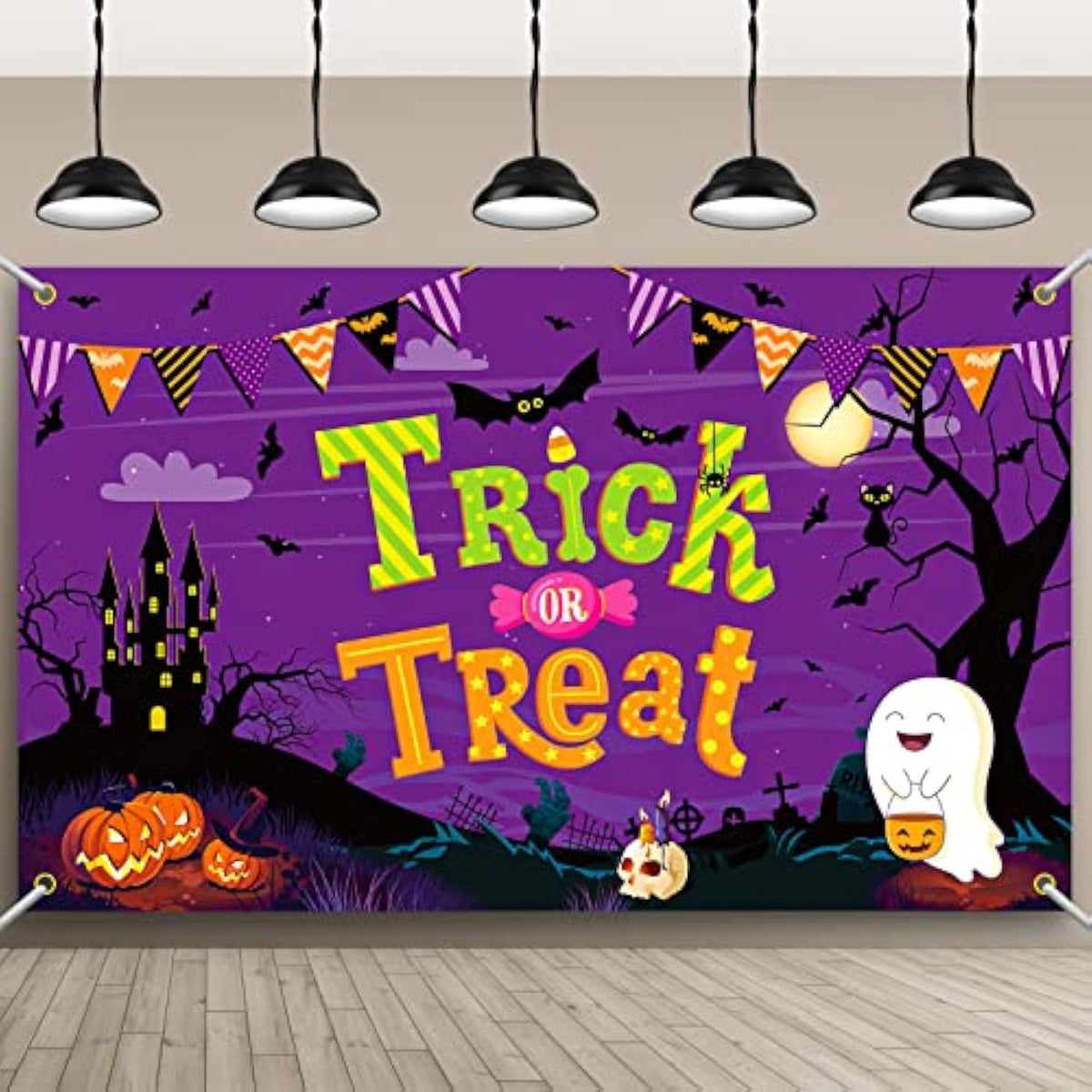 Trick or Treat Halloween Backdrop Banner 70x43 Inch Party Photography Photoshoot Decor