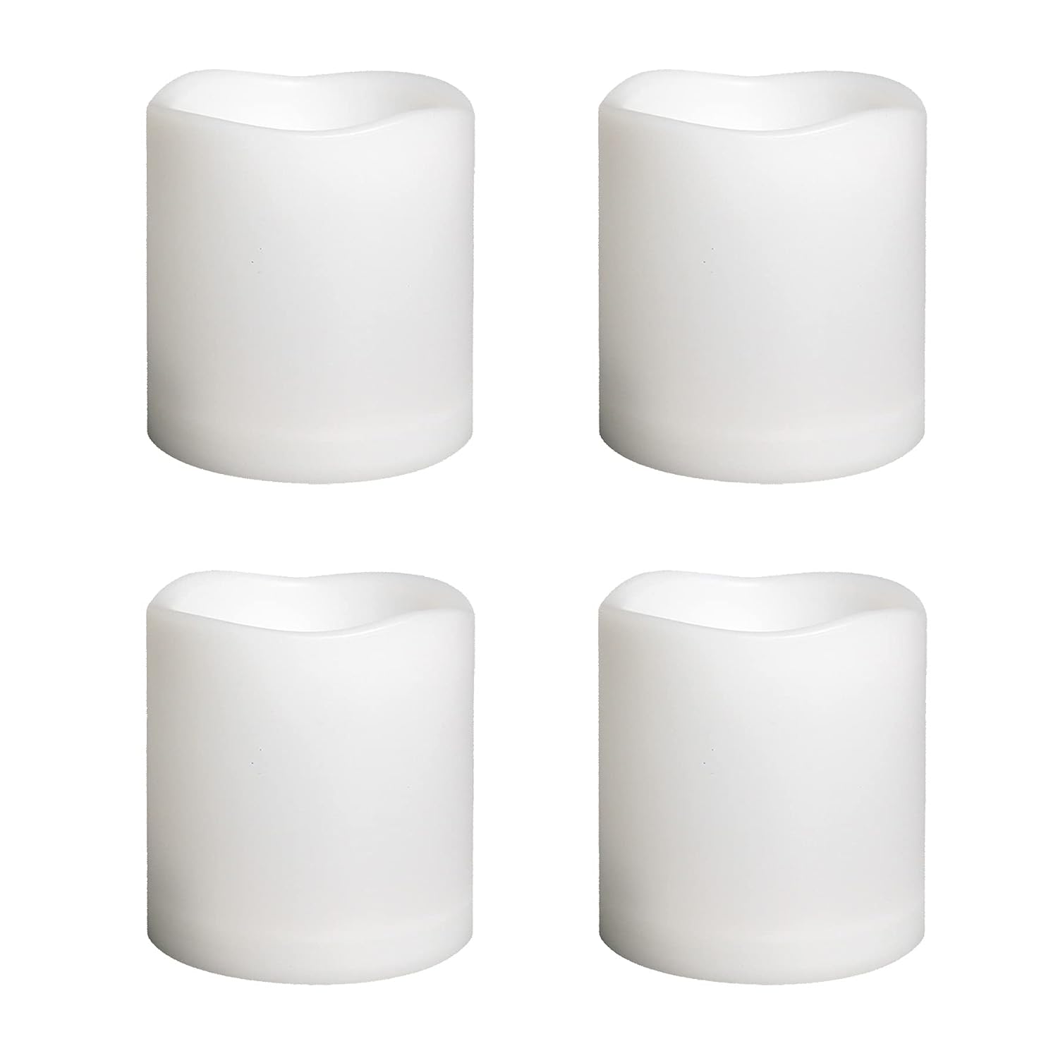 Outdoor Indoor Flameless Pillar Candles, 4 Pack Plastic Resin Battery Operated Electric Led Candle Sets With Cycling 24 Hours Timer Function For Home Party Wedding Decoration, 3"X3"