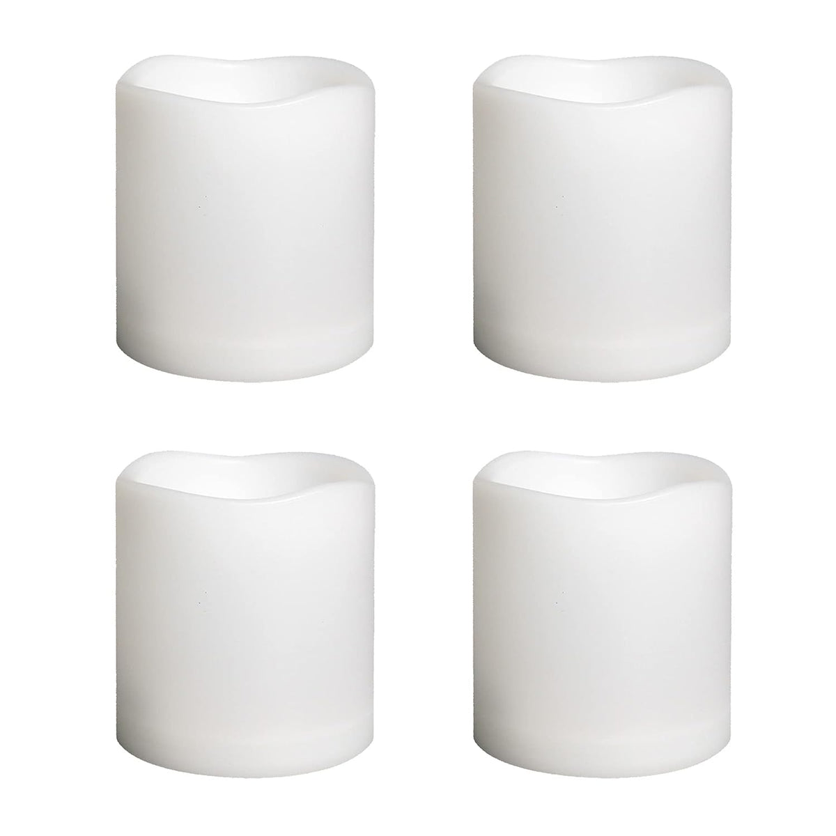 Outdoor Indoor Flameless Pillar Candles, 4 Pack Plastic Resin Battery Operated Electric Led Candle Sets With Cycling 24 Hours Timer Function For Home Party Wedding Decoration, 3"X3"
