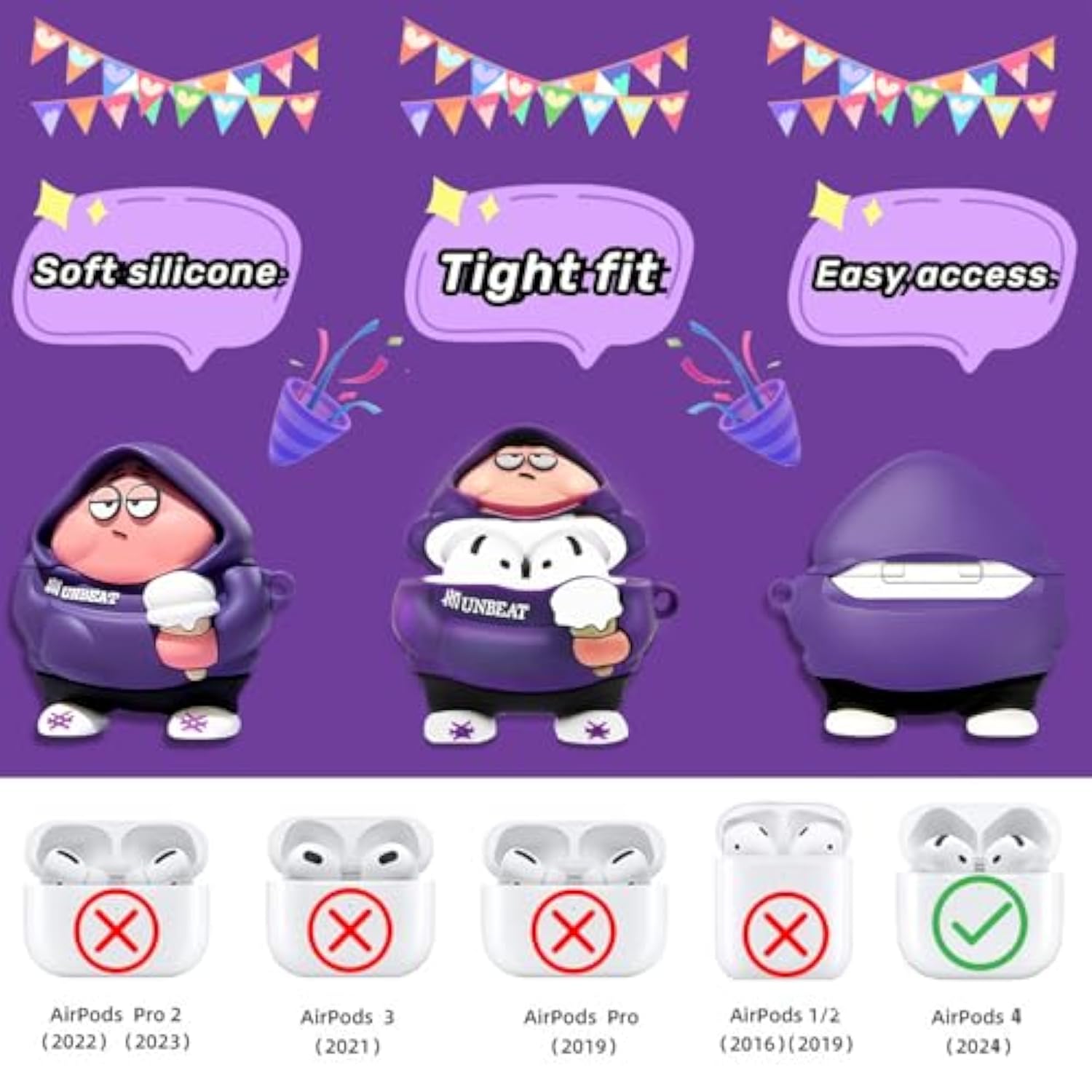 Compatible With Airpods 4Th Generation Case (2024) – Cute 3D Cartoon Silicone Cover With Keychain, Lanyard & Cleaning Kit | Funny Kawaii Anime Design For Girls, Boys, Women