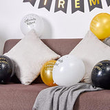 18 Pcs Happy Retirement Balloons - 12 Inch Black, Gold & White Latex Balloons For Party Decorations