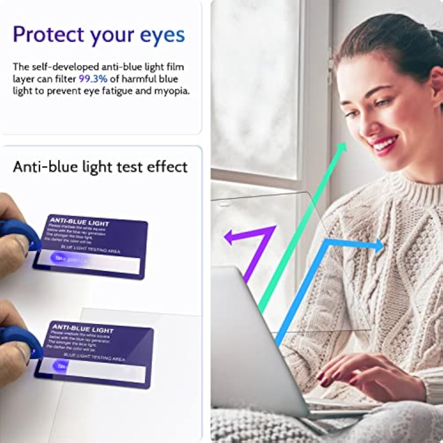 3 Pcs Anti Blue Light Screen Protector Compatible With MacBook Air 13 Inch