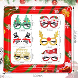 Christmas Photo Booth Props And Glasses - 6 Pcs Glitter Frames For Winter Xmas Holiday Activities, New Year Party Favors, Supplies, Games - One Size Fits All