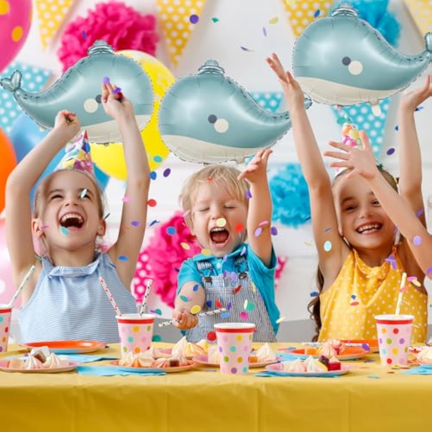 Whale Balloons Ocean Themed Party Decorations Matte Whale Foil Balloons For Birthday Baby Shower Supplies 3Pcs