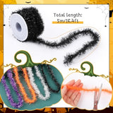 4 Rolls 65.7Ft Halloween Tinsel Ribbon Garland Black Orange Purple Silver Glitter Decor