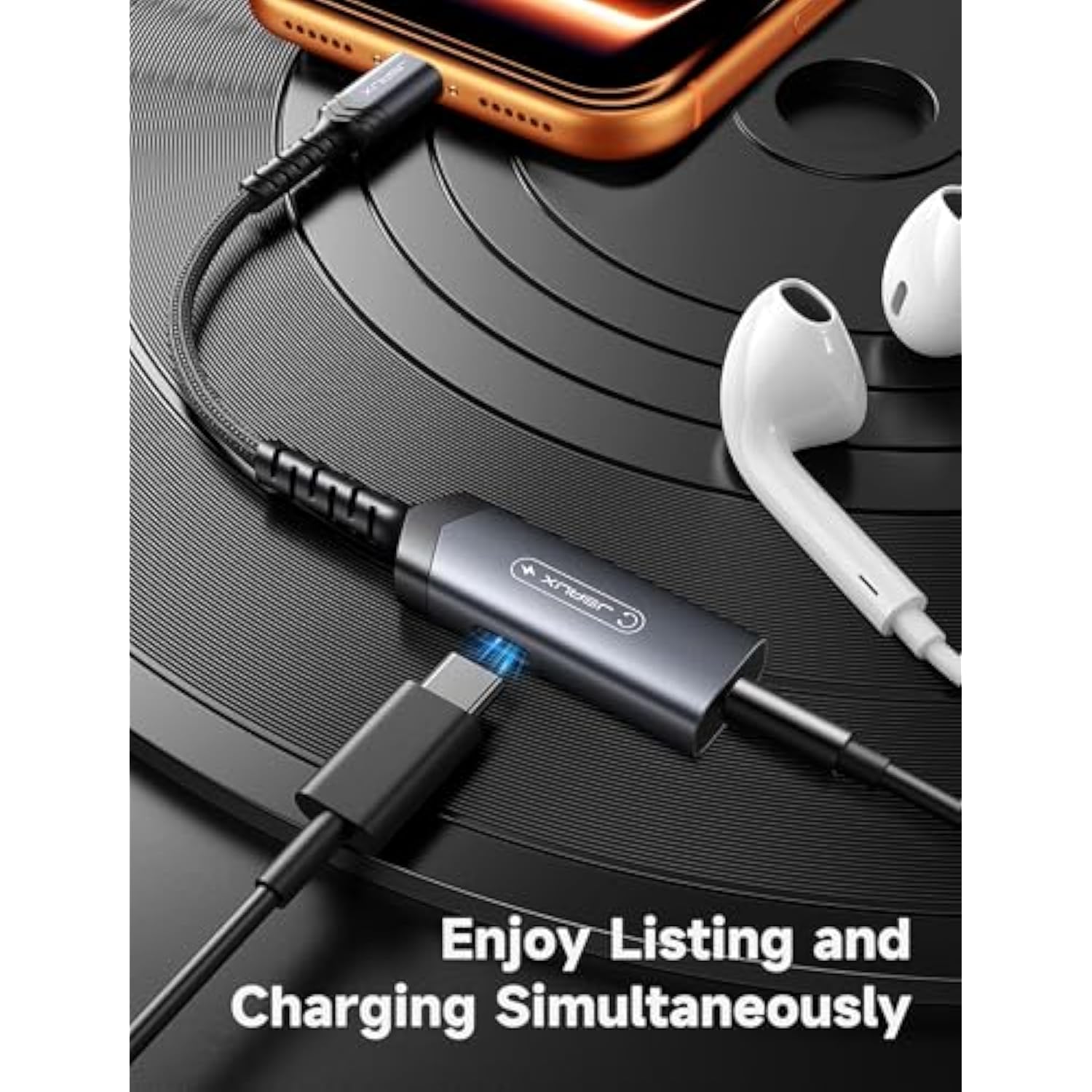 Usb C Headphone Adapter And Charger, 2-In-1 Type To 3.5Mm Audio With Pd 60W Fast Charging For Iphone 16 Pro/16 Pro Max/16/16 Plus/15 Pro Max/15 Pro,Samsung S24/S24+/S23/S22/S21,Ipad Pro-Red