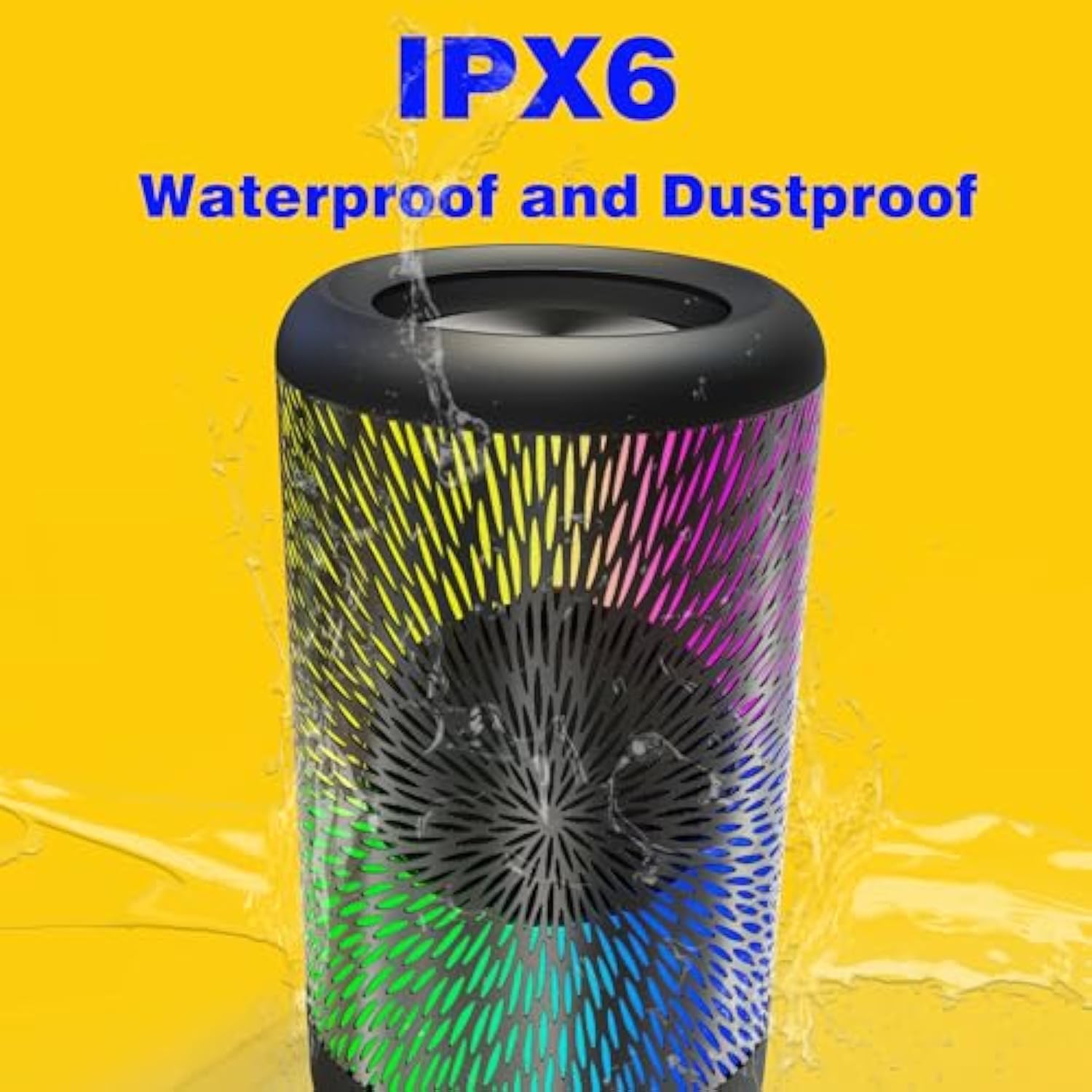 Mini Bluetooth Speaker, 24H Playtime, Wireless Outdoor Ipx6 Waterproof, 90Db Loud Sound, Stereo Pairing, Portable With Rgb Party Lights, Camping Light, Support Usb, Aux & Tf Card (T10 Pro Rgb)