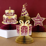8 Pieces Happy Birthday Decorations, for Women, Burgundy Gold