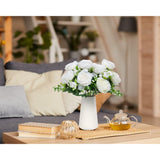 2Pcs Faux Peonies In Ceramics Vase Artificial Flowers Bulk Silk Fake Bouquet Floral Arrangements Centerpieces Decor For Mother'S Day Home Table Wedding(White)