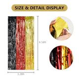 Black, Red & Gold Door Streamers — Metallic Fringe Curtain for Parties & Events
