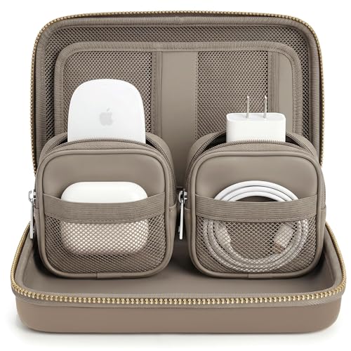 Hard Shell Tech Organizer Protective Travel Case For Cables, Chargers & Accessories | Slim Modular Electronics Organizer With Removable Pouches