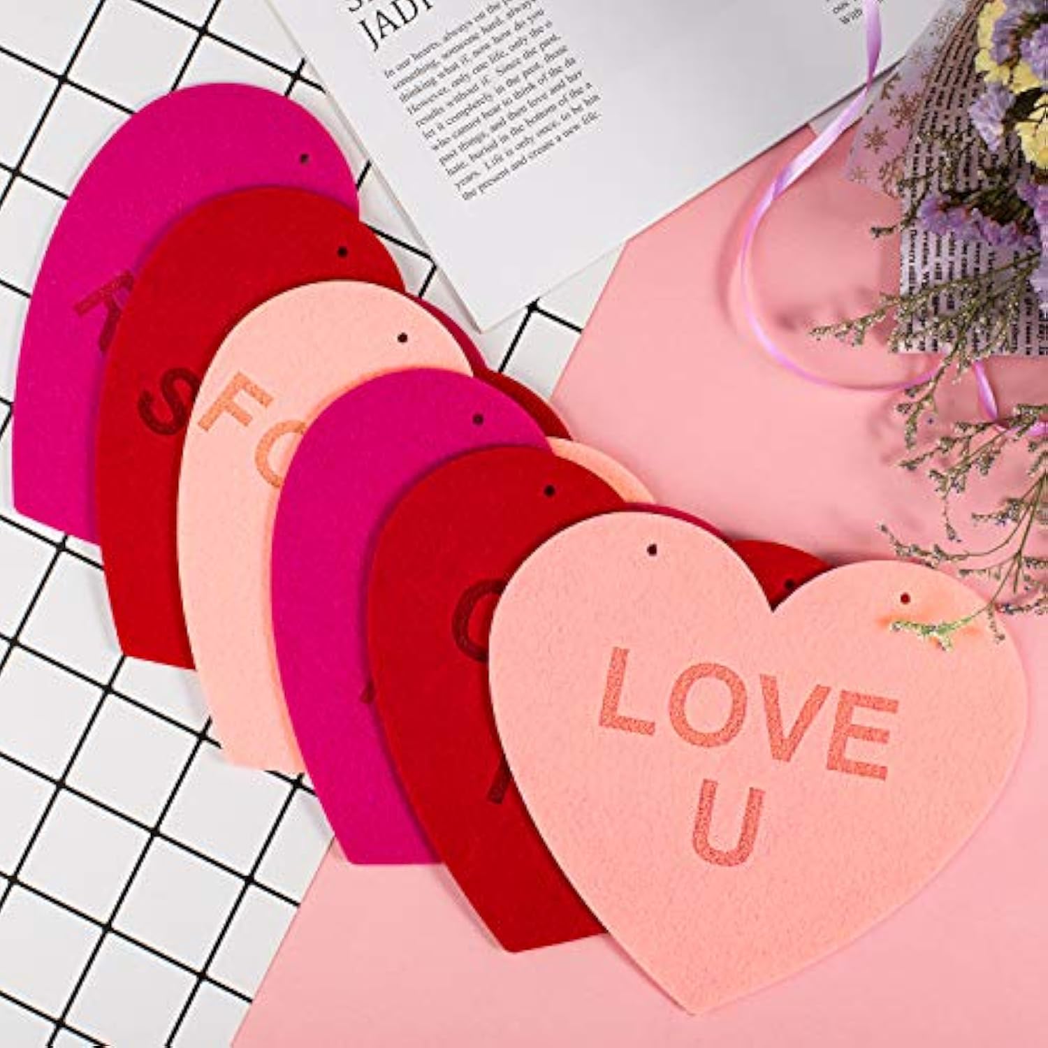 Valentine'S Day Felt Heart Garland Banner For Indoor Outdoor Wedding E