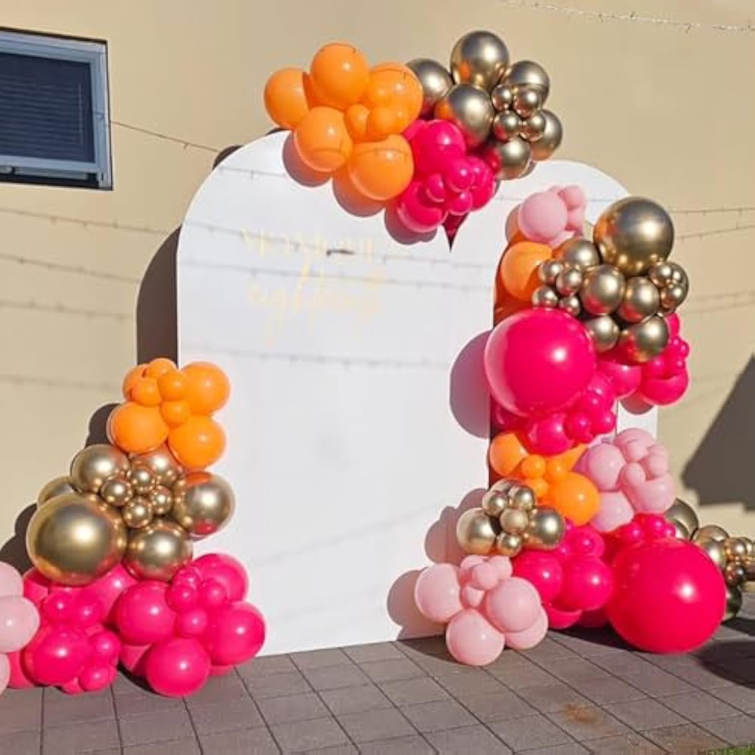 Pink and Orange Balloon Arch Kit: 154 Piece Party Decor