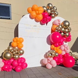Pink and Orange Balloon Arch Kit: 154 Piece Party Decor