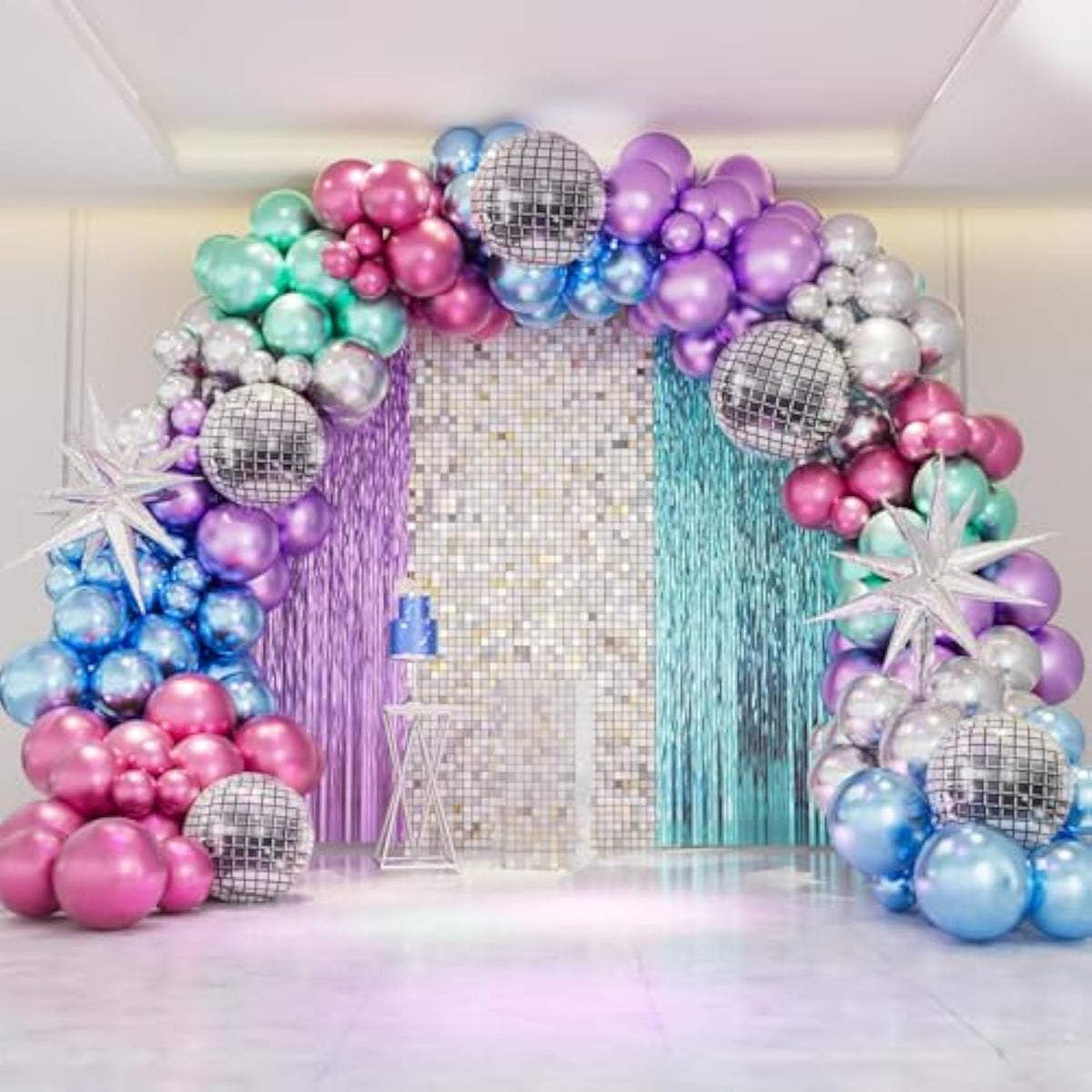Disco Neon Balloons Arch Kit, Disco Ball Balloons Decor, Metallic Balloons Arch Kit For Disco Party Decorations, Happy New Year Eve Party Decorations Supplies 2025