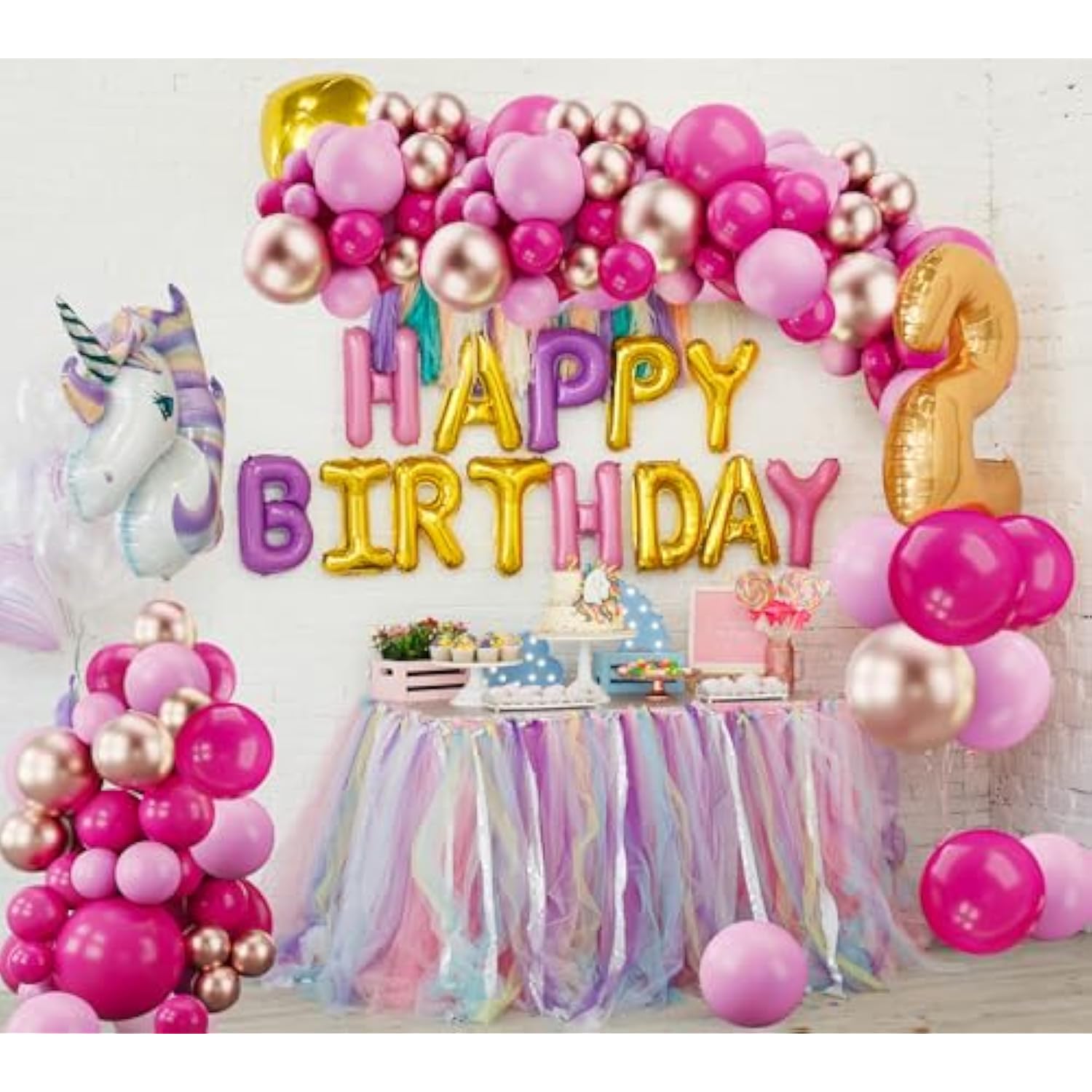 Hot Pink Rose Gold Balloons Arch Kit-123Pcs Macaron Balloons Garland For Gender Reveal Birthday Baby Shower Graduation Engagement Wedding Retirement Party Decoration